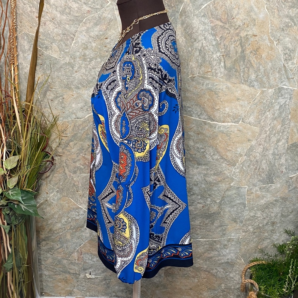 Alani shirt top blouse tunic colorful vibrant paisley stretch extra sleeves XL - Picture 9 of 11